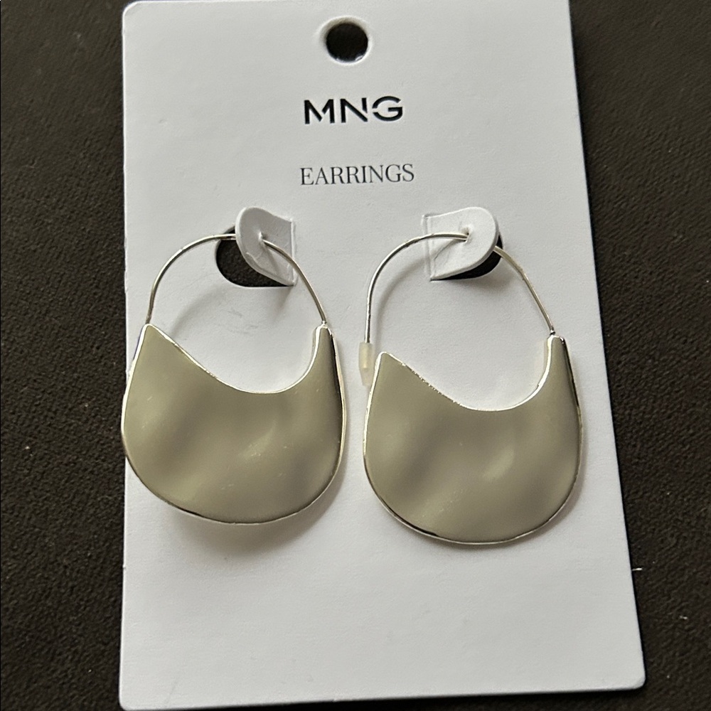 Mango Silver Crescent Earrings